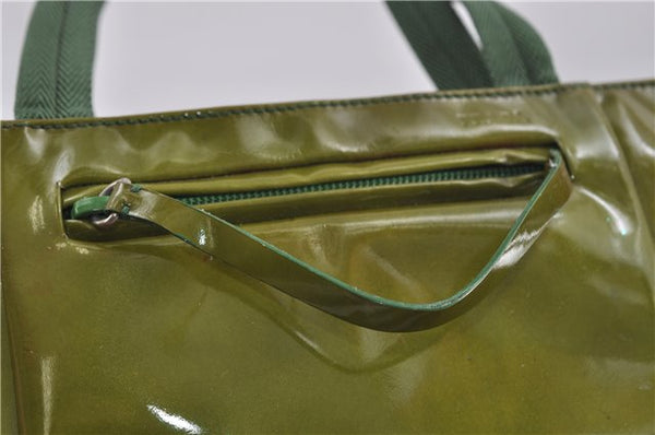 Authentic PRADA Enamel Nylon Shoulder Hand Bag Purse Green 6426D