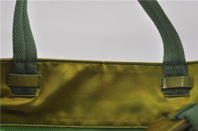 Authentic PRADA Enamel Nylon Shoulder Hand Bag Purse Green 6426D