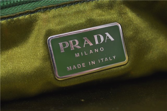 Authentic PRADA Enamel Nylon Shoulder Hand Bag Purse Green 6426D