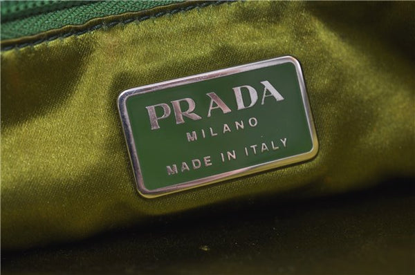 Authentic PRADA Enamel Nylon Shoulder Hand Bag Purse Green 6426D