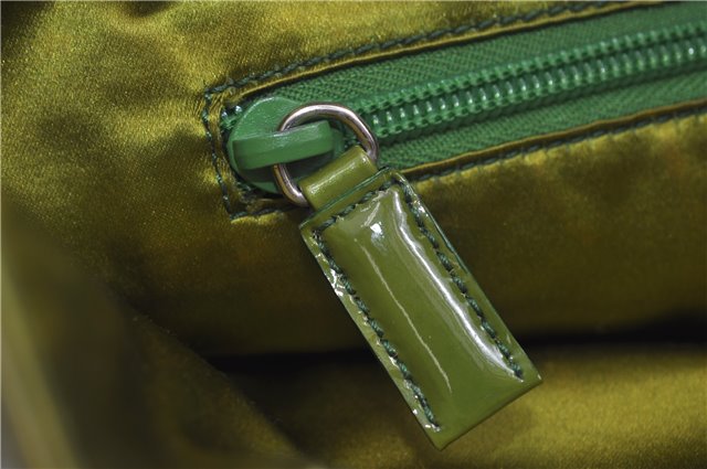 Authentic PRADA Enamel Nylon Shoulder Hand Bag Purse Green 6426D
