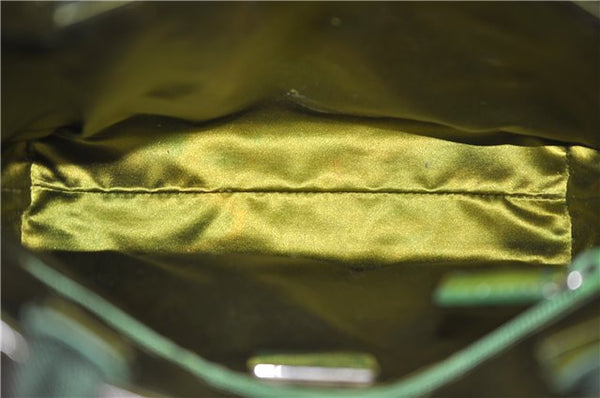 Authentic PRADA Enamel Nylon Shoulder Hand Bag Purse Green 6426D