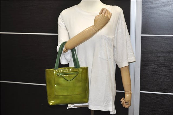 Authentic PRADA Enamel Nylon Shoulder Hand Bag Purse Green 6426D