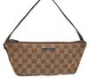 Authentic GUCCI Hand Bag Pouch Purse GG Canvas Leather 07198 Brown 6427D
