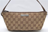 Authentic GUCCI Hand Bag Pouch Purse GG Canvas Leather 07198 Brown 6427D