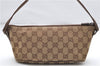 Authentic GUCCI Hand Bag Pouch Purse GG Canvas Leather 07198 Brown 6427D