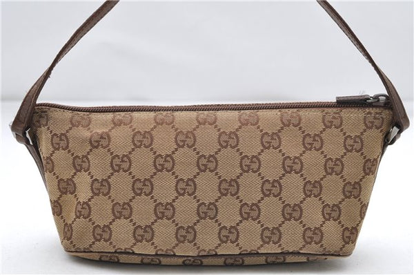 Authentic GUCCI Hand Bag Pouch Purse GG Canvas Leather 07198 Brown 6427D