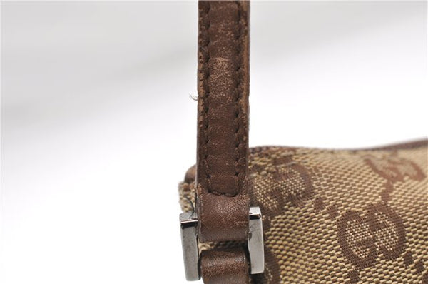 Authentic GUCCI Hand Bag Pouch Purse GG Canvas Leather 07198 Brown 6427D