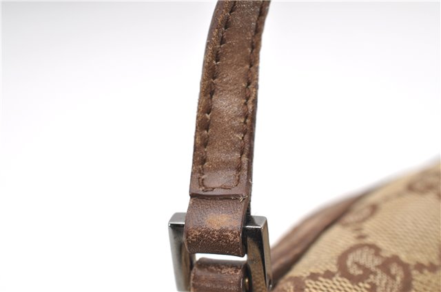 Authentic GUCCI Hand Bag Pouch Purse GG Canvas Leather 07198 Brown 6427D