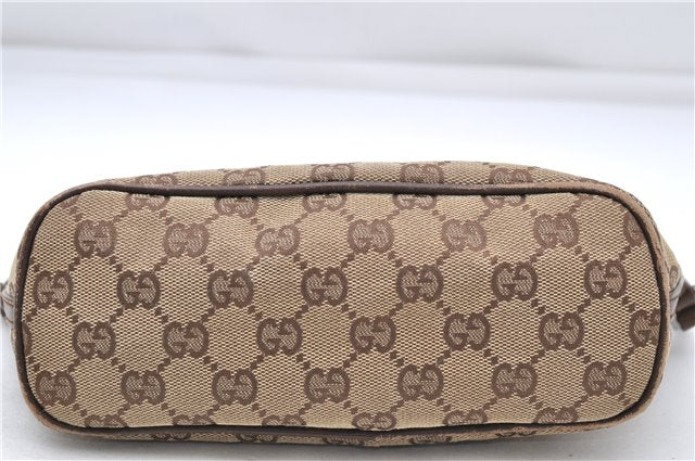 Authentic GUCCI Hand Bag Pouch Purse GG Canvas Leather 07198 Brown 6427D