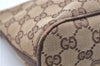Authentic GUCCI Hand Bag Pouch Purse GG Canvas Leather 07198 Brown 6427D