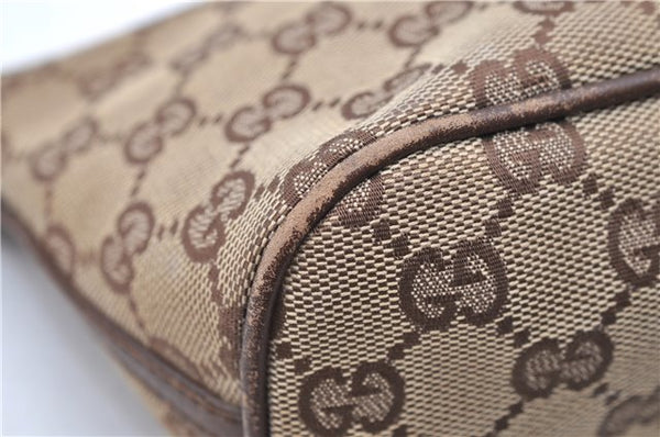 Authentic GUCCI Hand Bag Pouch Purse GG Canvas Leather 07198 Brown 6427D