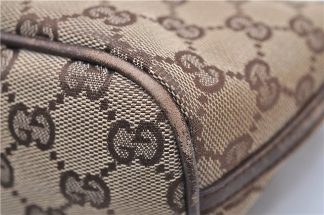 Authentic GUCCI Hand Bag Pouch Purse GG Canvas Leather 07198 Brown 6427D