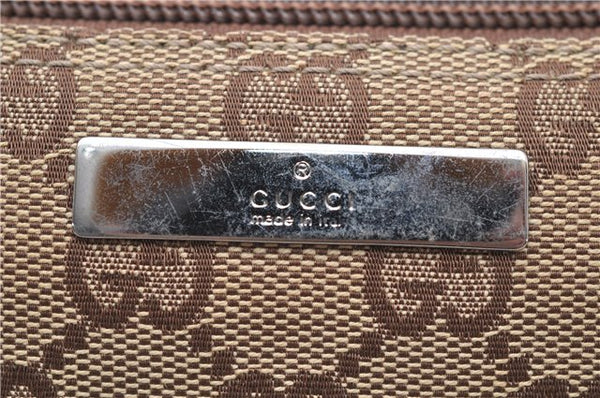 Authentic GUCCI Hand Bag Pouch Purse GG Canvas Leather 07198 Brown 6427D
