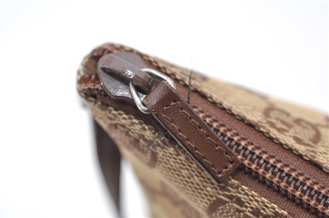 Authentic GUCCI Hand Bag Pouch Purse GG Canvas Leather 07198 Brown 6427D
