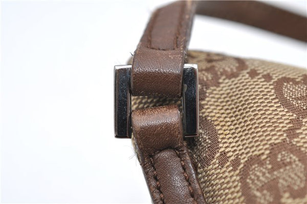 Authentic GUCCI Hand Bag Pouch Purse GG Canvas Leather 07198 Brown 6427D