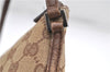 Authentic GUCCI Hand Bag Pouch Purse GG Canvas Leather 07198 Brown 6427D