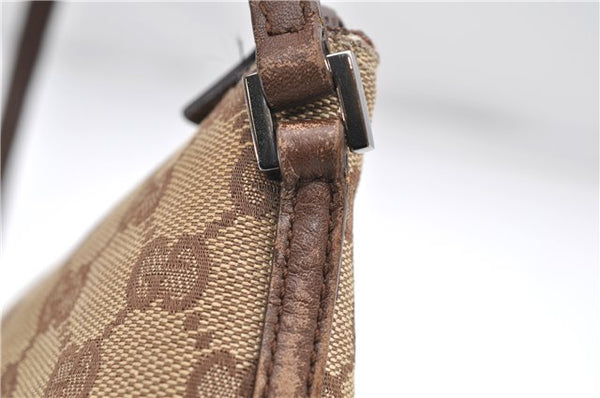 Authentic GUCCI Hand Bag Pouch Purse GG Canvas Leather 07198 Brown 6427D