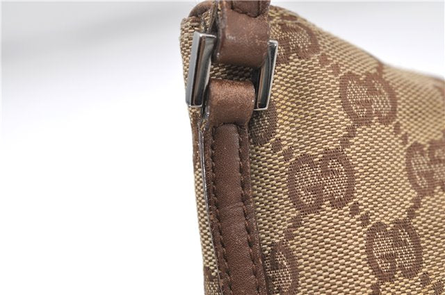 Authentic GUCCI Hand Bag Pouch Purse GG Canvas Leather 07198 Brown 6427D