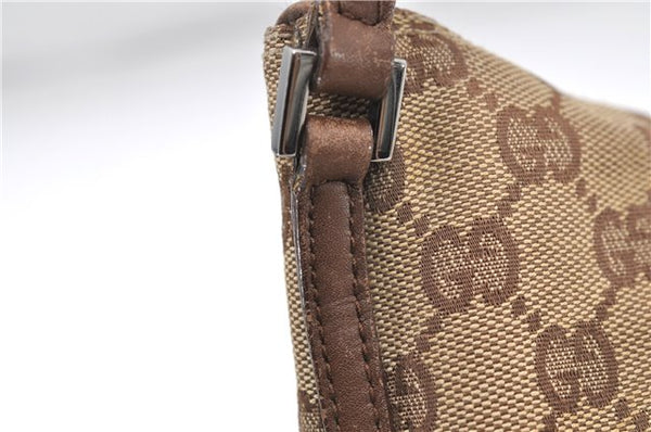 Authentic GUCCI Hand Bag Pouch Purse GG Canvas Leather 07198 Brown 6427D