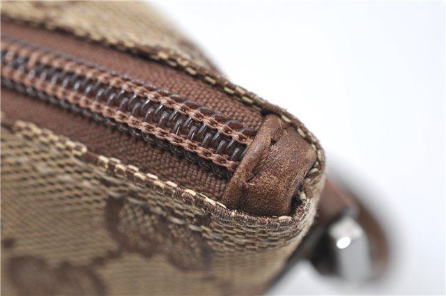 Authentic GUCCI Hand Bag Pouch Purse GG Canvas Leather 07198 Brown 6427D