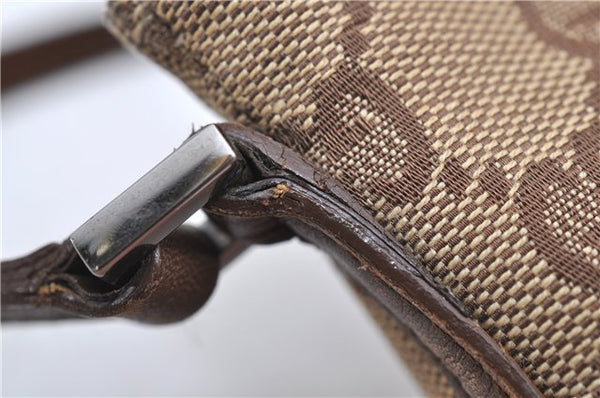 Authentic GUCCI Hand Bag Pouch Purse GG Canvas Leather 07198 Brown 6427D