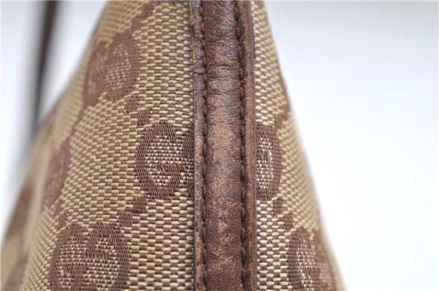 Authentic GUCCI Hand Bag Pouch Purse GG Canvas Leather 07198 Brown 6427D