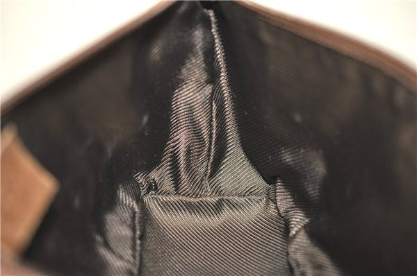 Authentic GUCCI Hand Bag Pouch Purse GG Canvas Leather 07198 Brown 6427D