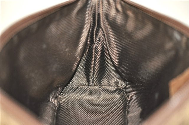 Authentic GUCCI Hand Bag Pouch Purse GG Canvas Leather 07198 Brown 6427D