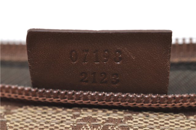 Authentic GUCCI Hand Bag Pouch Purse GG Canvas Leather 07198 Brown 6427D