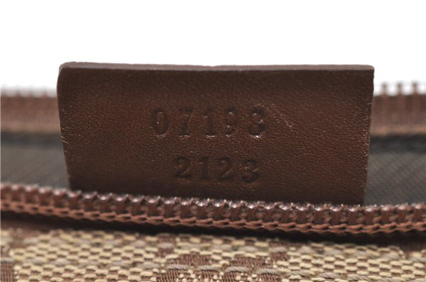 Authentic GUCCI Hand Bag Pouch Purse GG Canvas Leather 07198 Brown 6427D