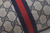 Authentic GUCCI Sherry Line Clutch Hand Bag Purse GG PVC Leather Navy Blue 6438I