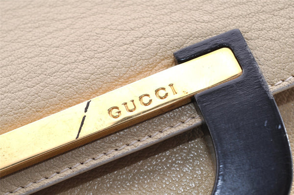 Authentic GUCCI Vintage Shoulder Bag Pursse Leather Beige Junk 6441I