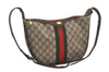 Authentic GUCCI Web Sherry Line Shoulder Cross Bag GG PVC Leather Brown 6442I