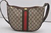 Authentic GUCCI Web Sherry Line Shoulder Cross Bag GG PVC Leather Brown 6442I
