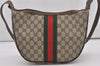 Authentic GUCCI Web Sherry Line Shoulder Cross Bag GG PVC Leather Brown 6442I