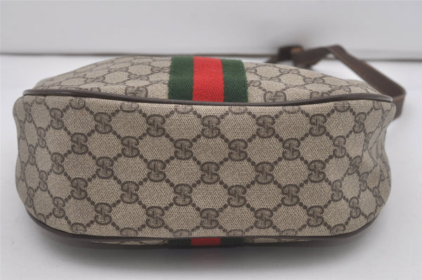 Authentic GUCCI Web Sherry Line Shoulder Cross Bag GG PVC Leather Brown 6442I