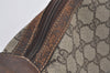 Authentic GUCCI Web Sherry Line Shoulder Cross Bag GG PVC Leather Brown 6442I