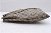 Authentic GUCCI Vintage Drawstring Pouch Purse GG PVC Leather Brown 6445D