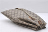Authentic GUCCI Vintage Drawstring Pouch Purse GG PVC Leather Brown 6445D