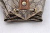 Authentic GUCCI Vintage Drawstring Pouch Purse GG PVC Leather Brown 6445D