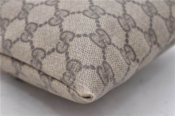 Authentic GUCCI Vintage Drawstring Pouch Purse GG PVC Leather Brown 6445D