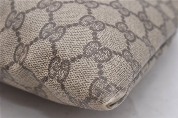 Authentic GUCCI Vintage Drawstring Pouch Purse GG PVC Leather Brown 6445D