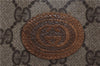 Authentic GUCCI Vintage Drawstring Pouch Purse GG PVC Leather Brown 6445D