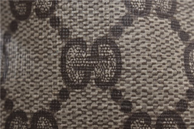 Authentic GUCCI Vintage Drawstring Pouch Purse GG PVC Leather Brown 6445D