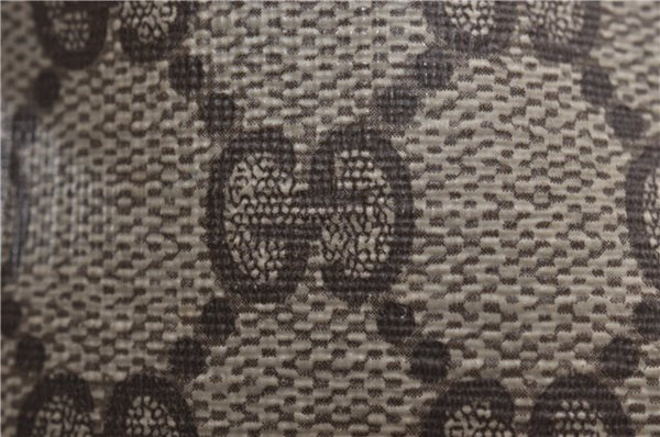 Authentic GUCCI Vintage Drawstring Pouch Purse GG PVC Leather Brown 6445D