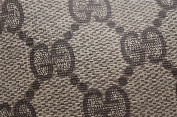 Authentic GUCCI Vintage Drawstring Pouch Purse GG PVC Leather Brown 6445D