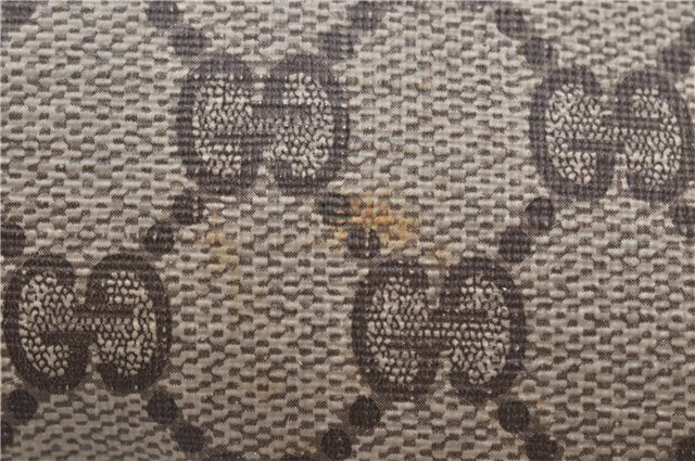 Authentic GUCCI Vintage Drawstring Pouch Purse GG PVC Leather Brown 6445D