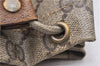 Authentic GUCCI Vintage Drawstring Pouch Purse GG PVC Leather Brown 6445D