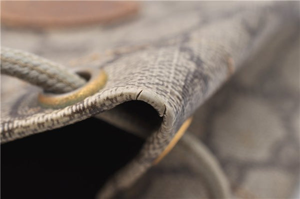 Authentic GUCCI Vintage Drawstring Pouch Purse GG PVC Leather Brown 6445D